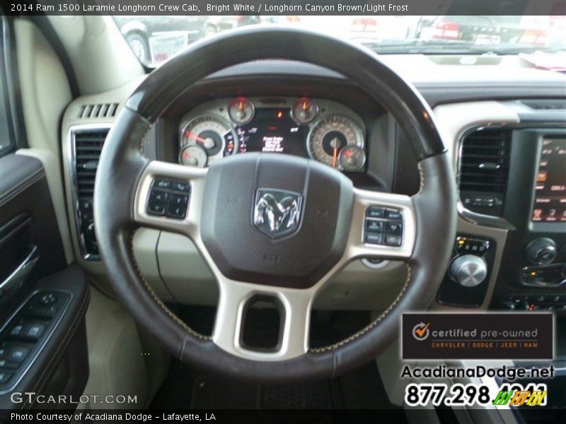 Bright White / Longhorn Canyon Brown/Light Frost 2014 Ram 1500 Laramie Longhorn Crew Cab