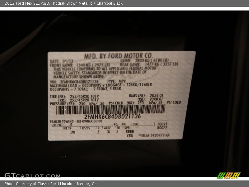 Kodiak Brown Metallic / Charcoal Black 2013 Ford Flex SEL AWD