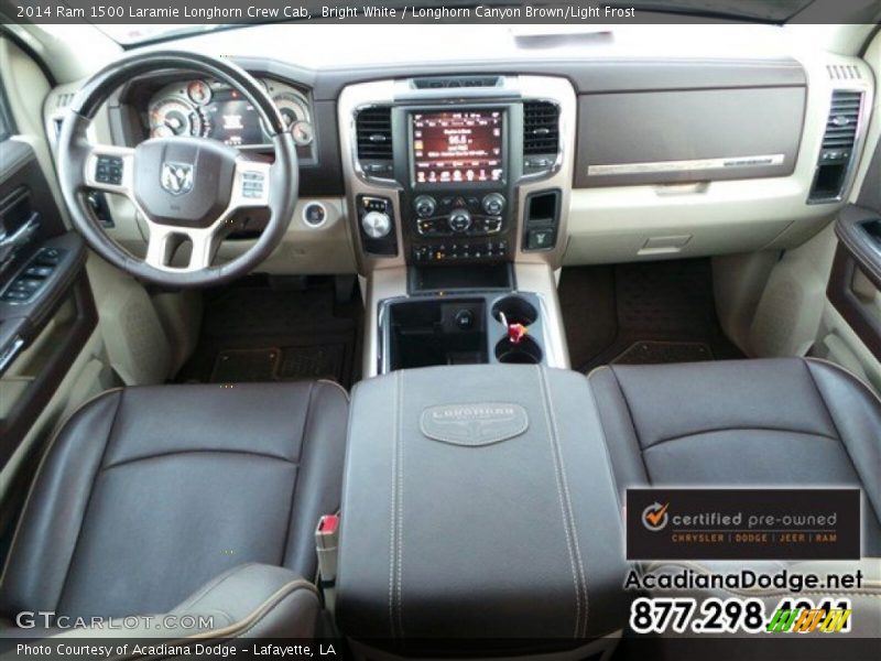 Bright White / Longhorn Canyon Brown/Light Frost 2014 Ram 1500 Laramie Longhorn Crew Cab