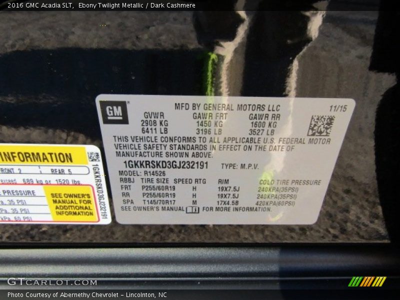 Ebony Twilight Metallic / Dark Cashmere 2016 GMC Acadia SLT