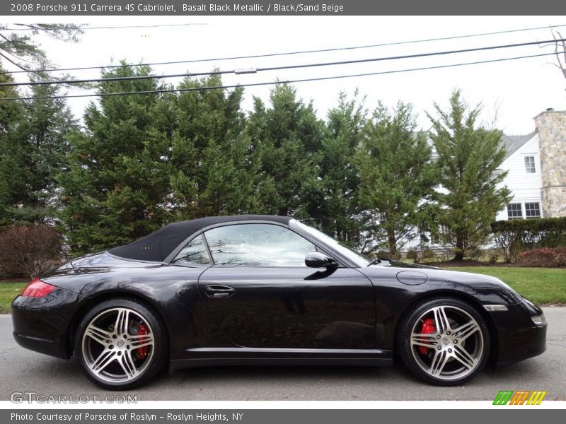 Basalt Black Metallic / Black/Sand Beige 2008 Porsche 911 Carrera 4S Cabriolet