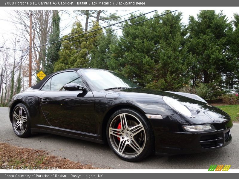 Basalt Black Metallic / Black/Sand Beige 2008 Porsche 911 Carrera 4S Cabriolet