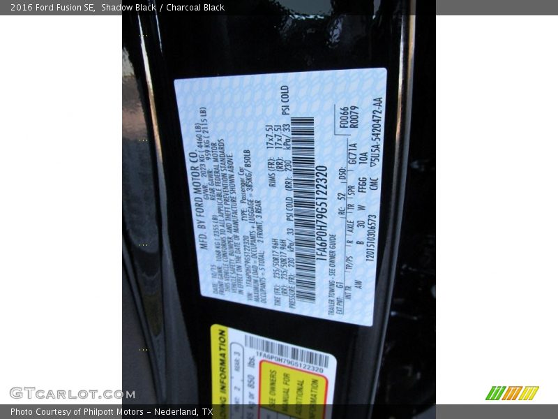Shadow Black / Charcoal Black 2016 Ford Fusion SE