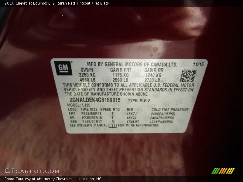 Siren Red Tintcoat / Jet Black 2016 Chevrolet Equinox LTZ