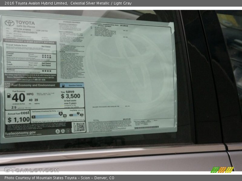 Celestial Silver Metallic / Light Gray 2016 Toyota Avalon Hybrid Limited