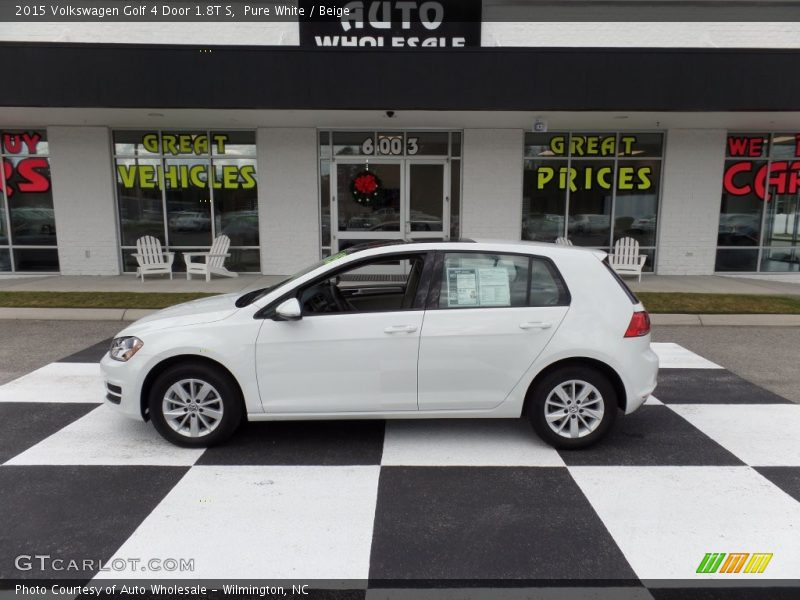 Pure White / Beige 2015 Volkswagen Golf 4 Door 1.8T S