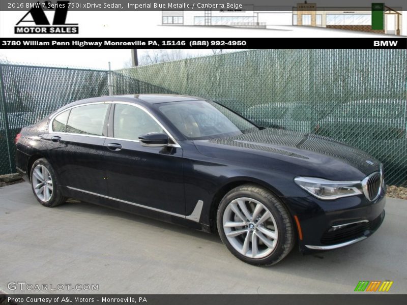 Imperial Blue Metallic / Canberra Beige 2016 BMW 7 Series 750i xDrive Sedan