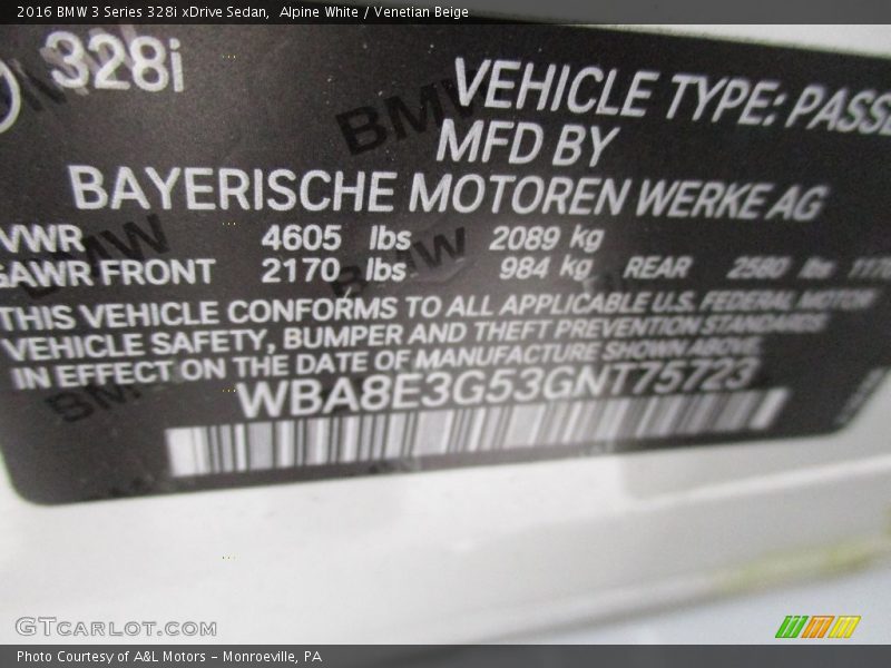 Alpine White / Venetian Beige 2016 BMW 3 Series 328i xDrive Sedan
