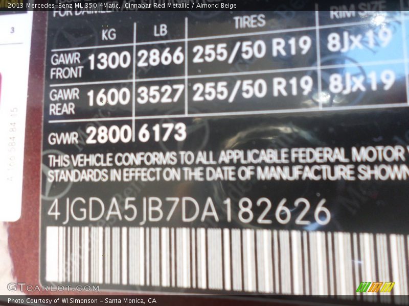 Cinnabar Red Metallic / Almond Beige 2013 Mercedes-Benz ML 350 4Matic
