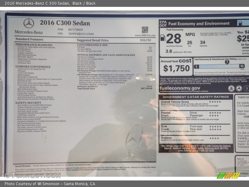 Black / Black 2016 Mercedes-Benz C 300 Sedan