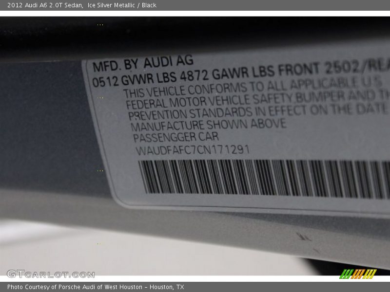 Ice Silver Metallic / Black 2012 Audi A6 2.0T Sedan