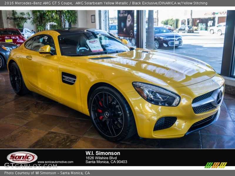 AMG Solarbeam Yellow Metallic / Black Exclusive/DINAMICA w/Yellow Stitching 2016 Mercedes-Benz AMG GT S Coupe