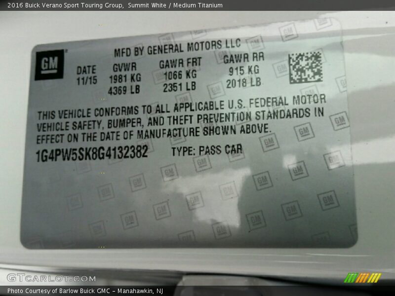 Summit White / Medium Titanium 2016 Buick Verano Sport Touring Group