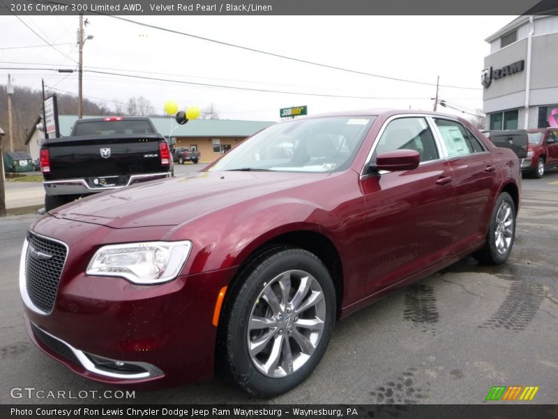 Velvet Red Pearl / Black/Linen 2016 Chrysler 300 Limited AWD