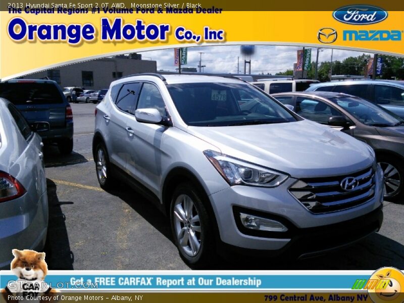 Moonstone Silver / Black 2013 Hyundai Santa Fe Sport 2.0T AWD