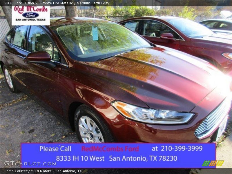 Bronze Fire Metallic / Medium Earth Gray 2016 Ford Fusion S