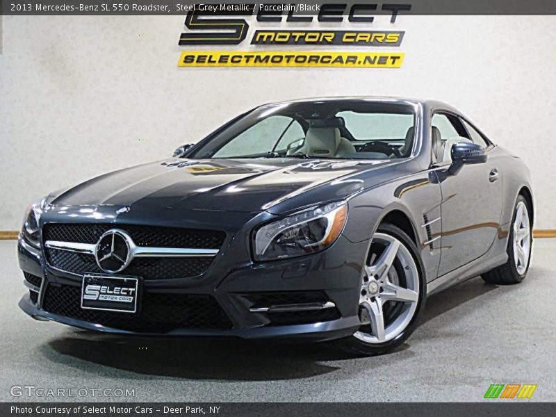 Steel Grey Metallic / Porcelain/Black 2013 Mercedes-Benz SL 550 Roadster