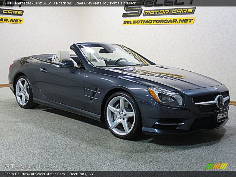 Steel Grey Metallic / Porcelain/Black 2013 Mercedes-Benz SL 550 Roadster