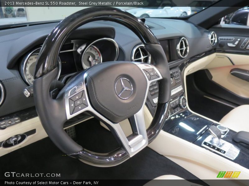 Steel Grey Metallic / Porcelain/Black 2013 Mercedes-Benz SL 550 Roadster