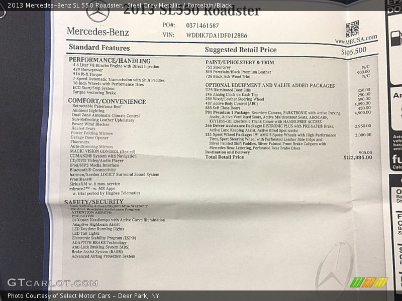 Steel Grey Metallic / Porcelain/Black 2013 Mercedes-Benz SL 550 Roadster