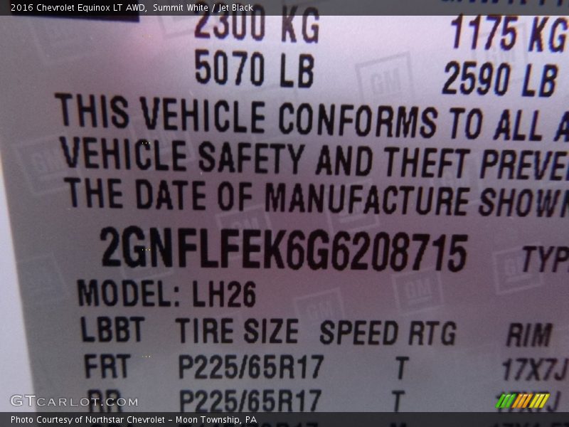 Summit White / Jet Black 2016 Chevrolet Equinox LT AWD
