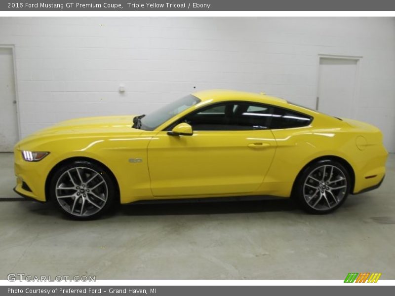 Triple Yellow Tricoat / Ebony 2016 Ford Mustang GT Premium Coupe