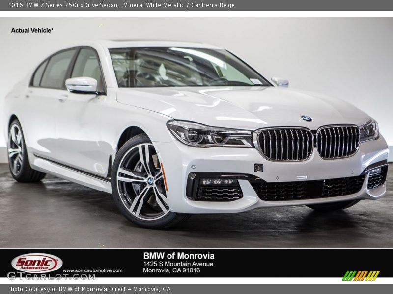 Mineral White Metallic / Canberra Beige 2016 BMW 7 Series 750i xDrive Sedan