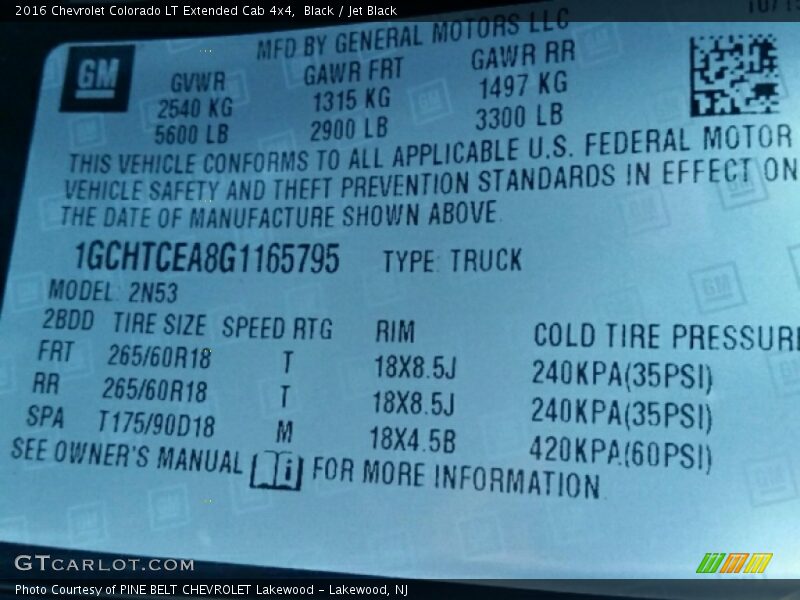 Black / Jet Black 2016 Chevrolet Colorado LT Extended Cab 4x4