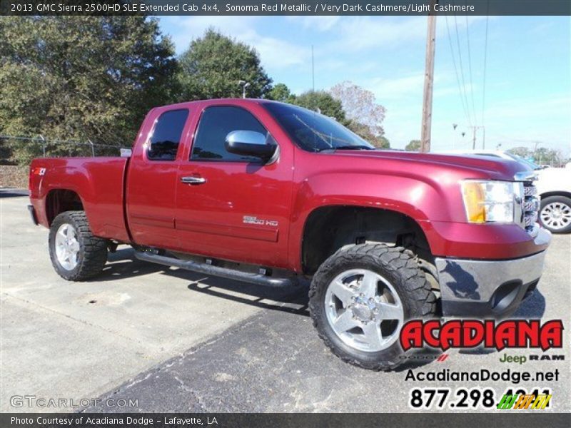 Sonoma Red Metallic / Very Dark Cashmere/Light Cashmere 2013 GMC Sierra 2500HD SLE Extended Cab 4x4