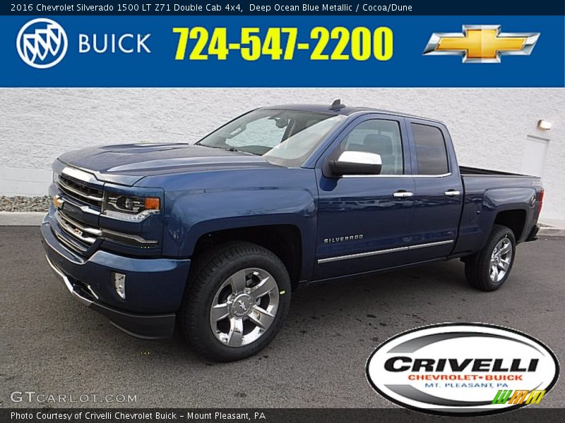 Deep Ocean Blue Metallic / Cocoa/Dune 2016 Chevrolet Silverado 1500 LT Z71 Double Cab 4x4