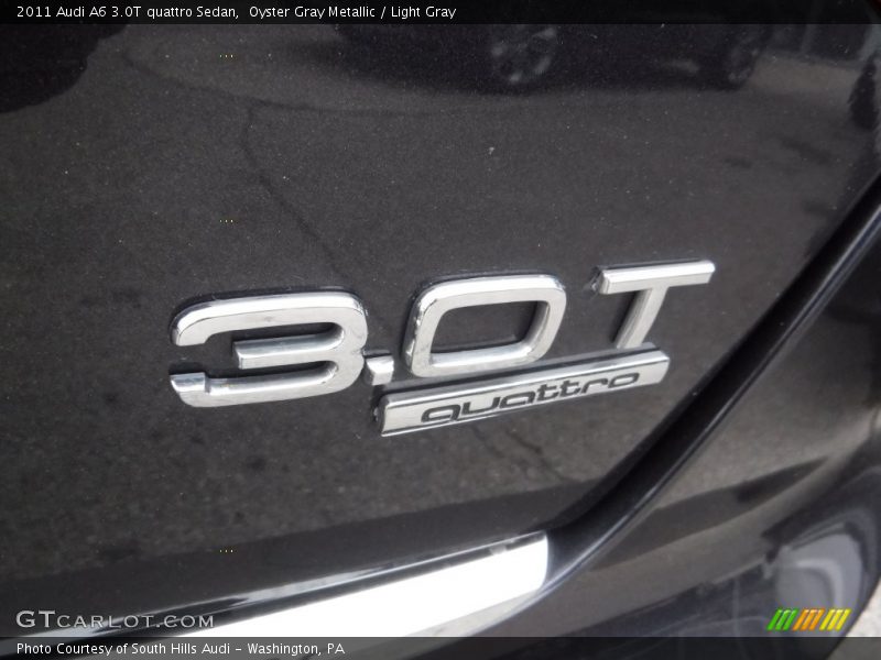 Oyster Gray Metallic / Light Gray 2011 Audi A6 3.0T quattro Sedan