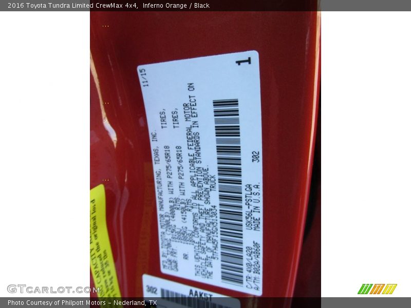 Inferno Orange / Black 2016 Toyota Tundra Limited CrewMax 4x4