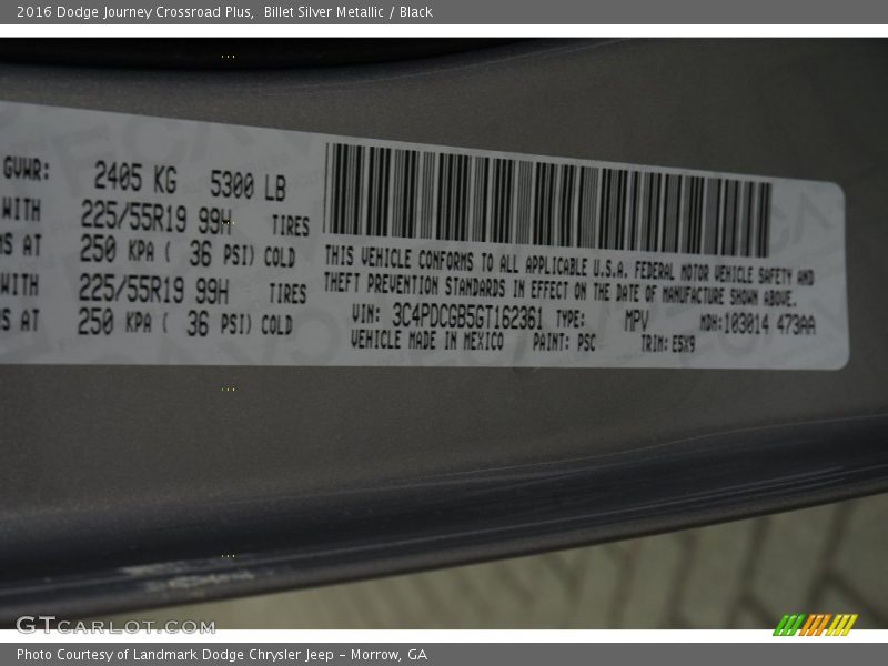 Billet Silver Metallic / Black 2016 Dodge Journey Crossroad Plus