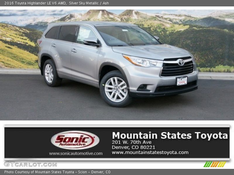 Silver Sky Metallic / Ash 2016 Toyota Highlander LE V6 AWD