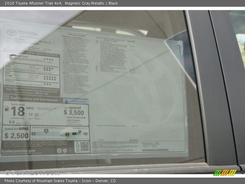 Magnetic Gray Metallic / Black 2016 Toyota 4Runner Trail 4x4