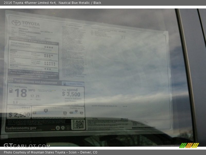 Nautical Blue Metallic / Black 2016 Toyota 4Runner Limited 4x4