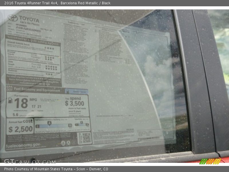 Barcelona Red Metallic / Black 2016 Toyota 4Runner Trail 4x4
