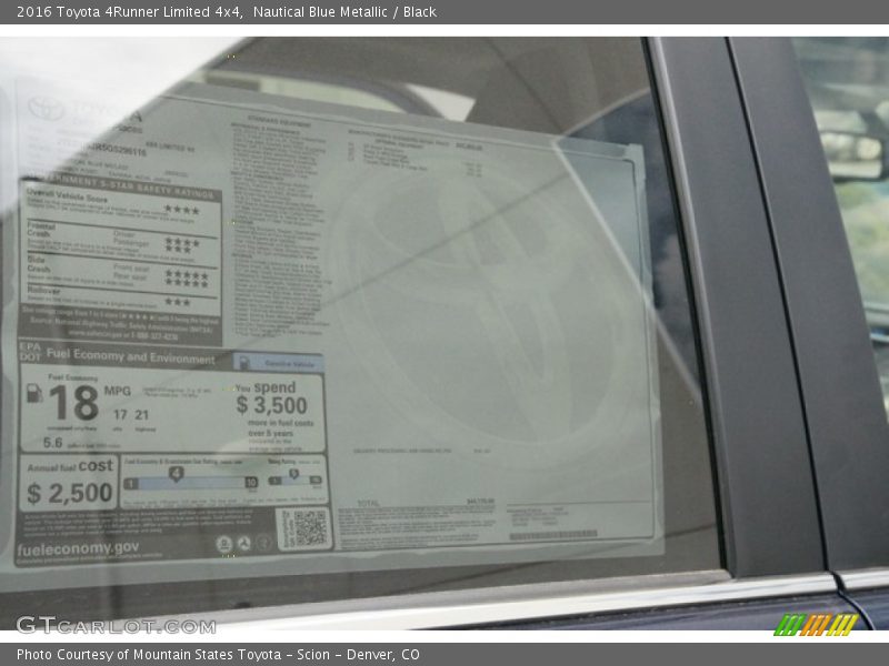 Nautical Blue Metallic / Black 2016 Toyota 4Runner Limited 4x4