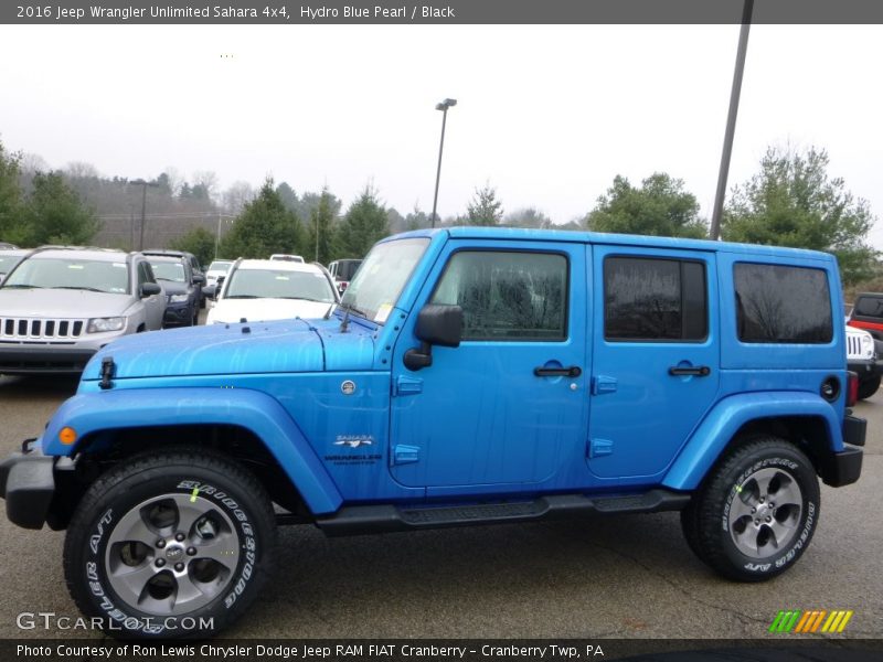 Hydro Blue Pearl / Black 2016 Jeep Wrangler Unlimited Sahara 4x4