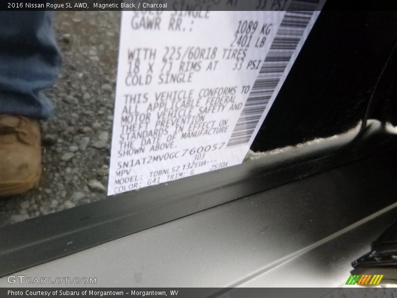 2016 Rogue SL AWD Magnetic Black Color Code G41
