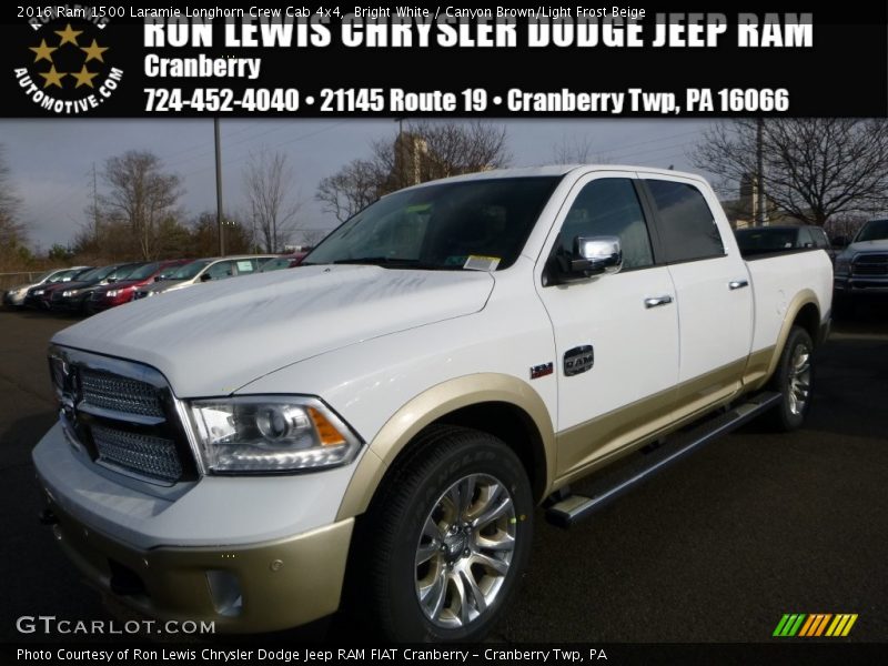 Bright White / Canyon Brown/Light Frost Beige 2016 Ram 1500 Laramie Longhorn Crew Cab 4x4