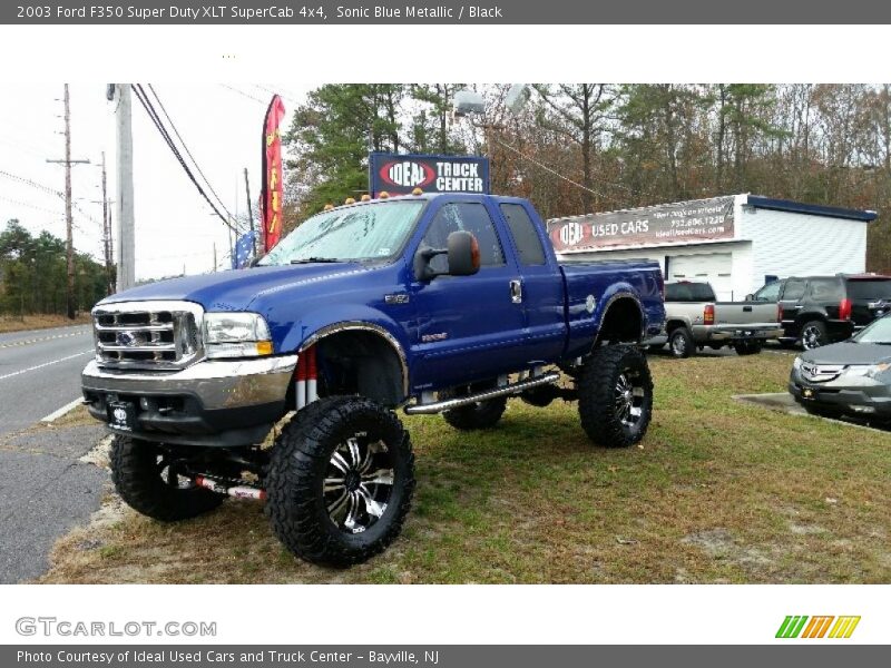 Sonic Blue Metallic / Black 2003 Ford F350 Super Duty XLT SuperCab 4x4