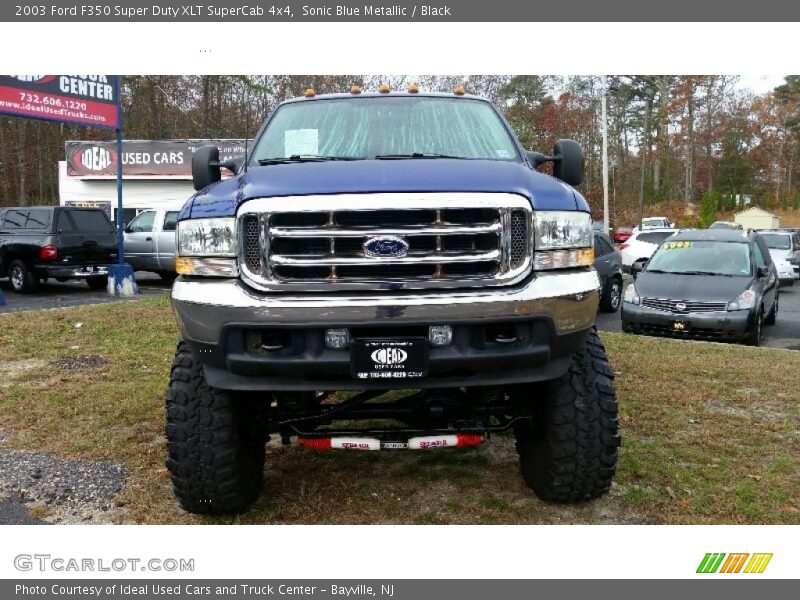 Sonic Blue Metallic / Black 2003 Ford F350 Super Duty XLT SuperCab 4x4