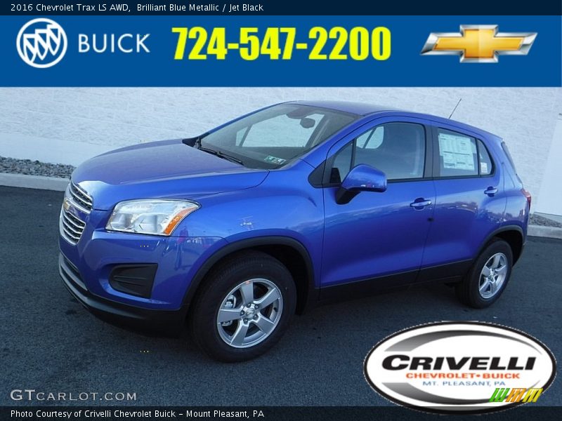 Brilliant Blue Metallic / Jet Black 2016 Chevrolet Trax LS AWD