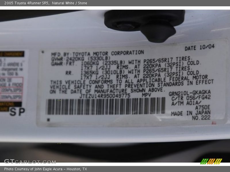 Natural White / Stone 2005 Toyota 4Runner SR5