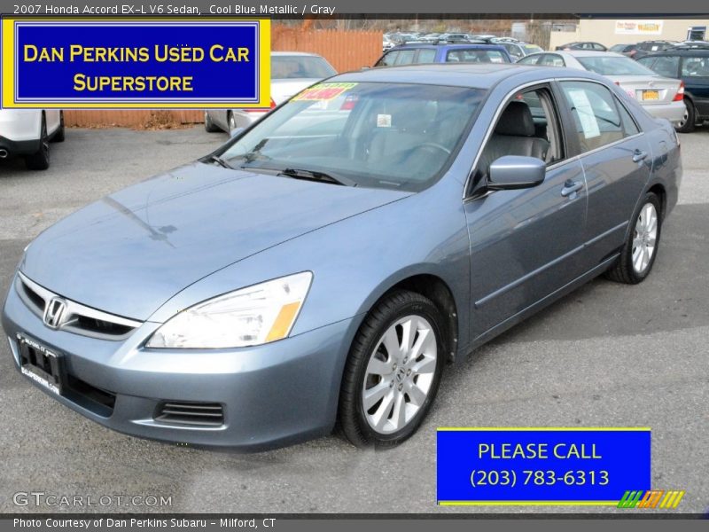 Cool Blue Metallic / Gray 2007 Honda Accord EX-L V6 Sedan