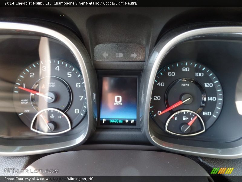 Champagne Silver Metallic / Cocoa/Light Neutral 2014 Chevrolet Malibu LT