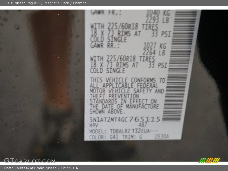 Magnetic Black / Charcoal 2016 Nissan Rogue SL