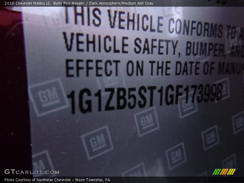 Butte Red Metallic / Dark Atmosphere/Medium Ash Gray 2016 Chevrolet Malibu LS