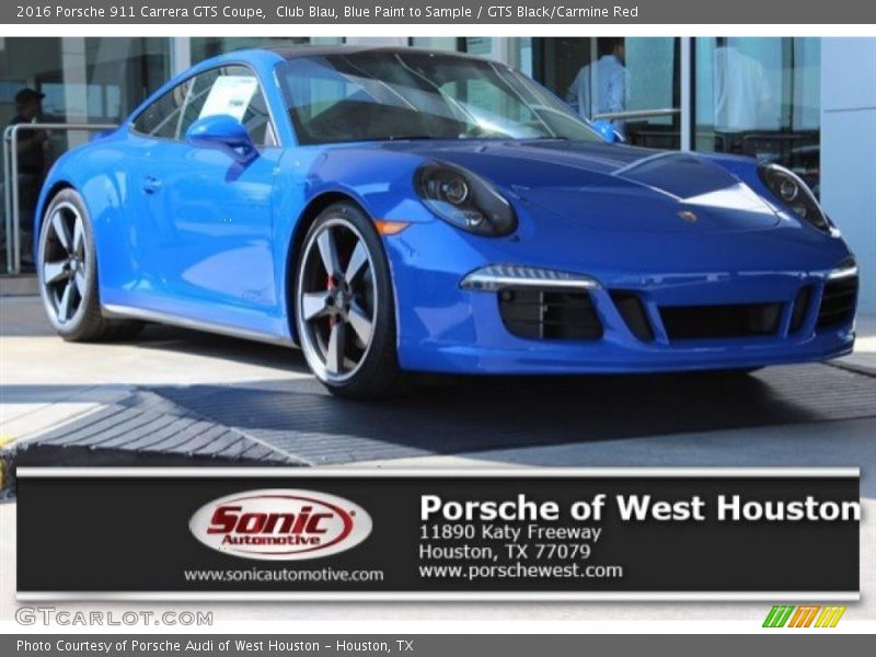 Club Blau, Blue Paint to Sample / GTS Black/Carmine Red 2016 Porsche 911 Carrera GTS Coupe